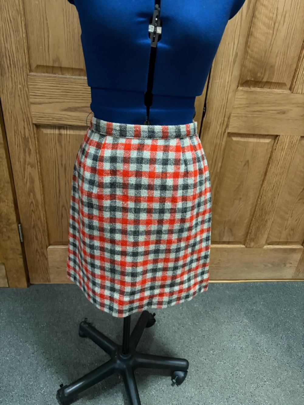 Plaid Mini Skirt in Red, Black & White